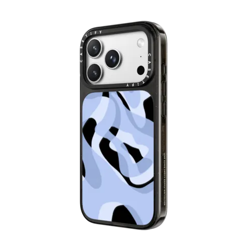 retro swirls in blue | iPhone 18 Pro Max / Impact Case MagSafe Compatible - Glossy / Glossy Black | Image 2