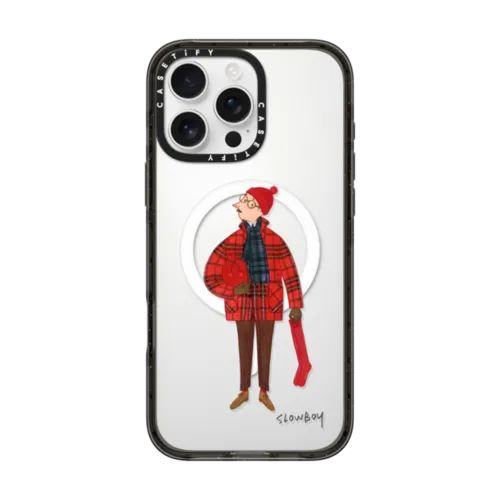 Slowboy in holiday tartan | iPhone 16 Pro Max / Impact Case MagSafe Compatible / Black | Image 1