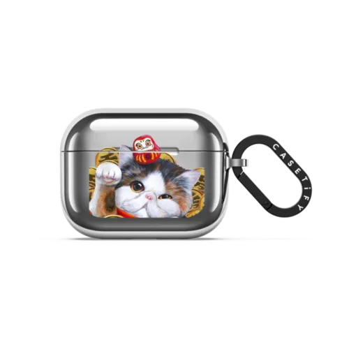 Lucky Gloomie Cat by LeonLollipop | AirPods Pro 3 / Earbuds Mirror Case / Silver | Image 1