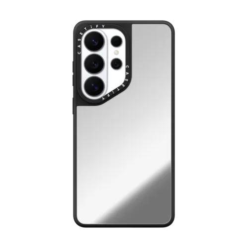 Custom Phone Case | Galaxy S26 Ultra / Mirror Magnetic Case / Silver on Black | Image 1