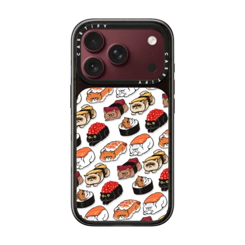 Sushi Persian Cat | iPhone 18 Pro / Impact Case MagSafe Compatible - Glossy / Glossy Black | Image 1