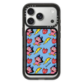 Heart and Thunder Pattern (Blue) | Snappy Cardholder Stand / Snappy Cardholder Stand MagSafe Compatible / Black | Image 1
