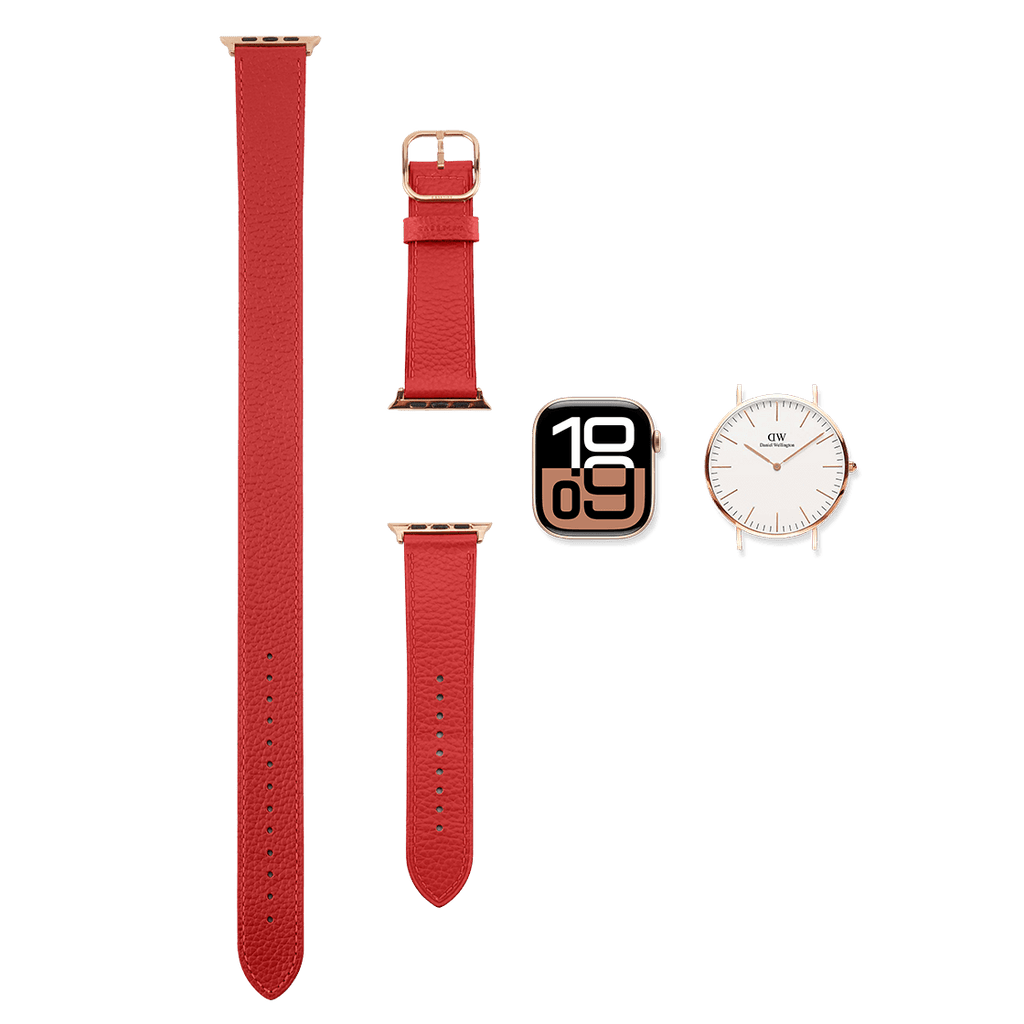 2-in-1 Italian Leather Band 46mm (Series 10) - Red