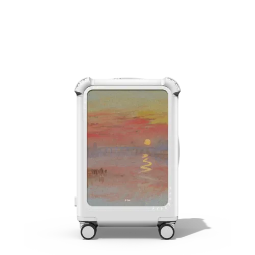 The Scarlet Sunset CARRY-ON SUITCASE | 21" Carry-On Suitcase / Bounce Suitcase / Glossy Cloud White | Image 1