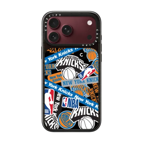 New York Knicks Sticker Mania Phone Case | iPhone 18 Pro Max / Impact Case MagSafe Compatible - Glossy / Glossy Black | Image 1