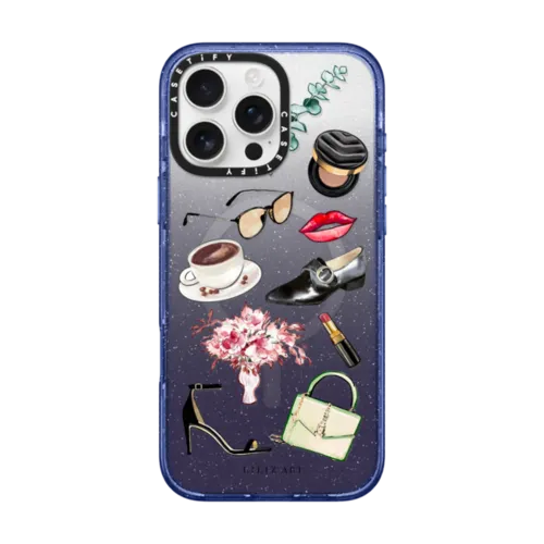 My Daily Fashion Items | iPhone 16 Pro Max / Impact Case MagSafe Compatible / Glitter Indigo | Image 1