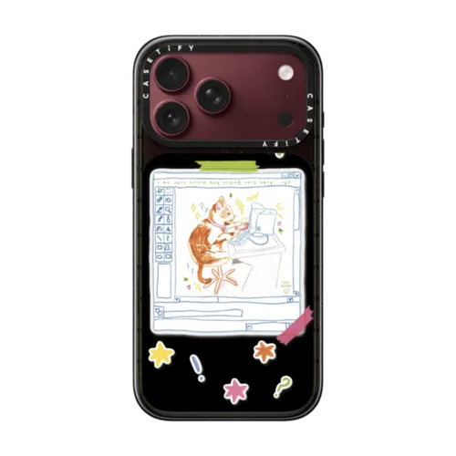 Hardworking Cat | iPhone 18 Pro Max / Impact Case MagSafe Compatible - Glossy / Glossy Black | Image 1