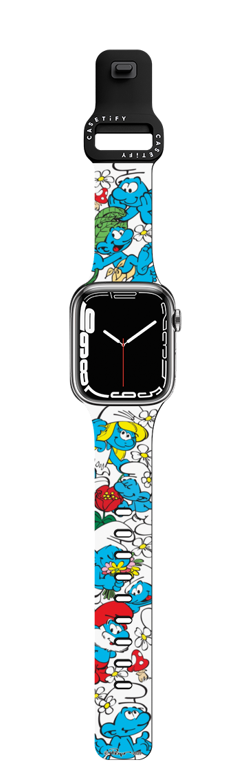 The Smurfs Sticker Pattern Watch Band | Apple Watch Series 7-9 (45mm) / Impact Band / Black | Image 1