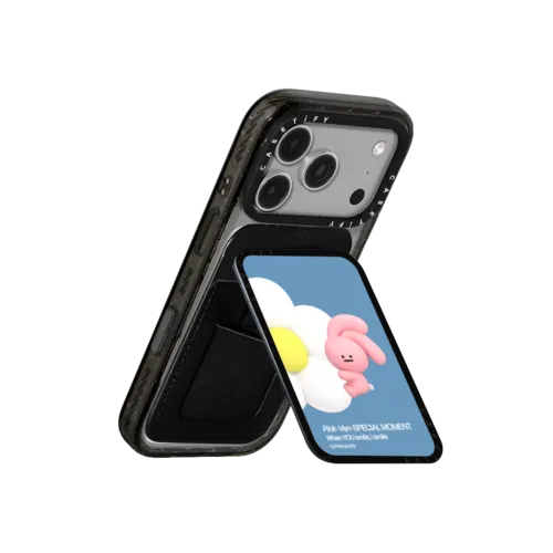 PINK FLOWER | Snappy Cardholder Stand / Snappy Cardholder Stand MagSafe Compatible / Black | Image 3