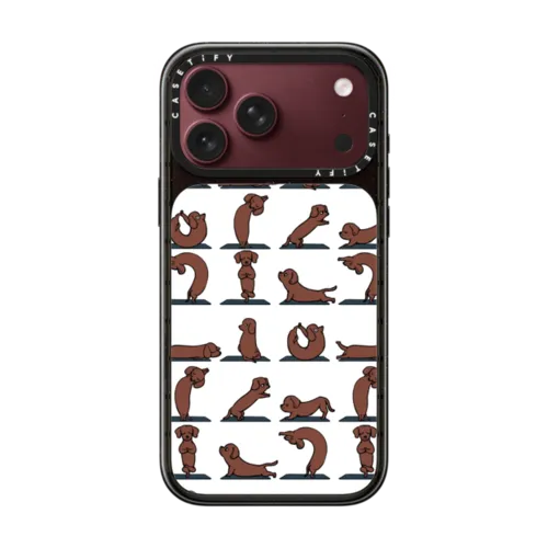 Dachshund Yoga | iPhone 18 Pro Max / Impact Case MagSafe Compatible - Glossy / Glossy Black | Image 1