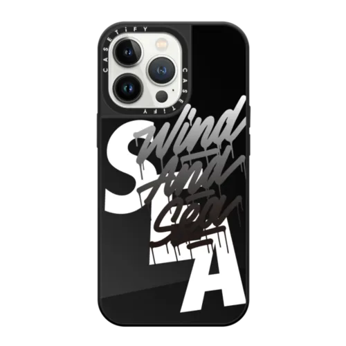 WIND AND SEA logo case | iPhone 13 Pro / Mirror Case MagSafe Compatible / Black on Black | Image 1