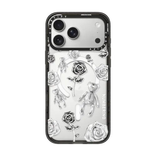 NUMBERING Bear and Rose Case | iPhone 17 Pro Max / Impact Case MagSafe Compatible / Black | Image 1