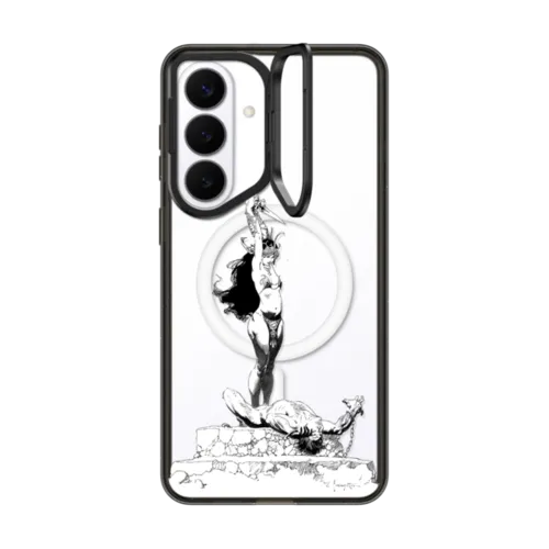 Girl with Dagger by Frazetta Girls | Galaxy S26+ / Impact Ring Stand Magnetic Case / Black | Image 1