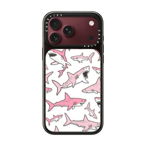 Pink Sharks | iPhone 18 Pro Max / Impact Case MagSafe Compatible - Glossy / Glossy Black | Image 1
