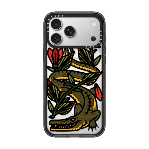 In a While Crocodile by Chris Costa | iPhone 17 Pro Max / Impact Case MagSafe Compatible / Black | Image 1