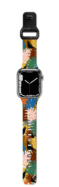 Monstera pattern by Arual | Apple Watch Series 7-9 (45mm) / Impact Band / Black | Image 1