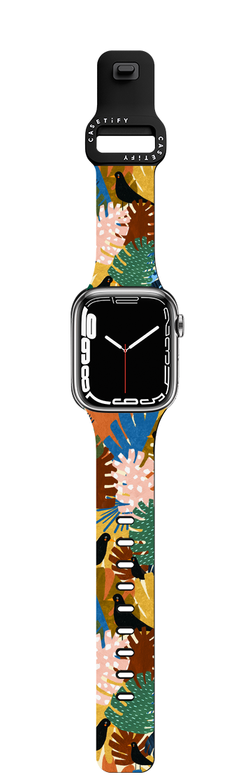 Monstera pattern by Arual | Apple Watch Series 7-9 (45mm) / Impact Band / Black | Image 1
