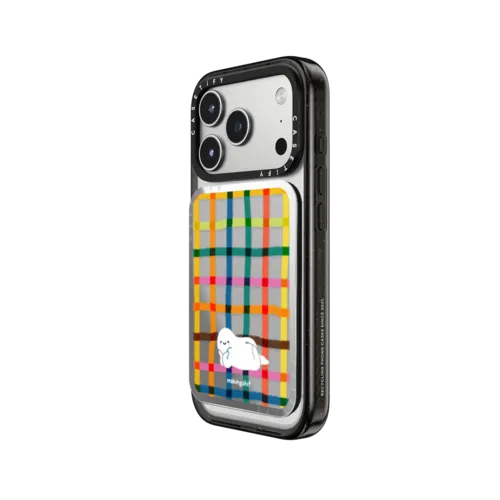 Happy Rainbow Check | Snappy Cardholder Stand / Snappy Mirror Cardholder Stand MagSafe Compatible / Silver | Image 2