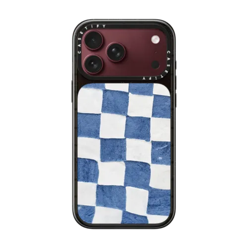 BLUE CHECKERS | iPhone 18 Pro Max / Impact Case MagSafe Compatible - Glossy / Glossy Black | Image 1