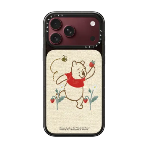 Winnie The Pooh & Friends Embroidered Phone Case - Winnie The Pooh - With Background | iPhone 18 Pro Max / Impact Case MagSafe Compatible - Glossy / Glossy Black | Image 1