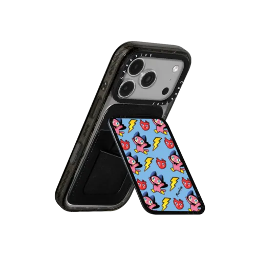 Heart and Thunder Pattern (Blue) | Snappy Cardholder Stand / Snappy Cardholder Stand MagSafe Compatible / Black | Image 3