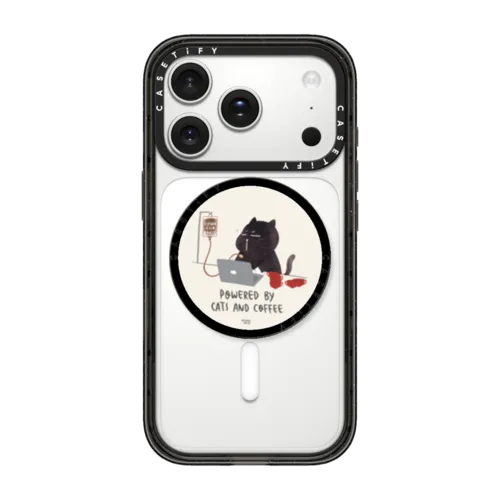 Powered by cats and coffee | Snappy Grip Stand / Snappy Grip Stand MagSafe Compatible / Black | Image 1