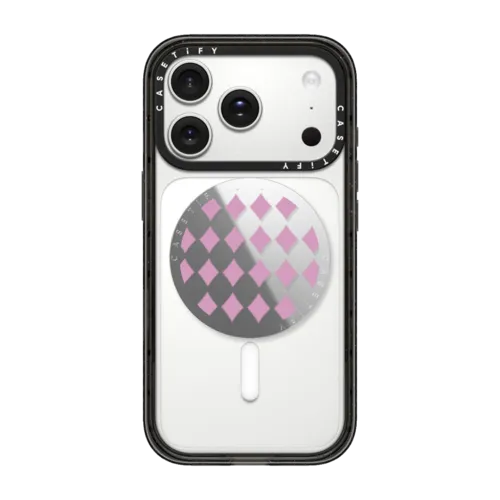 Pink Checks | Snappy Grip Stand / Snappy Mirror Grip Stand MagSafe Compatible / Silver | Image 1
