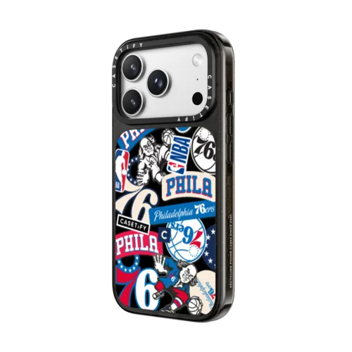 Philadelphia 76ers Sticker Mania Phone Case | iPhone 18 Pro Max / Impact Case MagSafe Compatible - Glossy / Glossy Black | Image 2