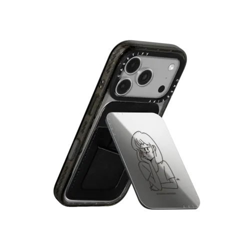 HMM GIRL | Snappy Cardholder Stand / Snappy Mirror Cardholder Stand MagSafe Compatible / Silver | Image 3