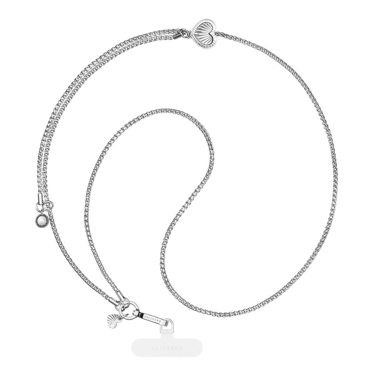 Metal Heart Cross-body Chain - Silver