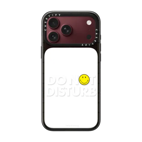 Smiley Do Not Disturb Typography Phone Case | iPhone 18 Pro Max / Impact Case MagSafe Compatible - Glossy / Glossy Black | Image 1