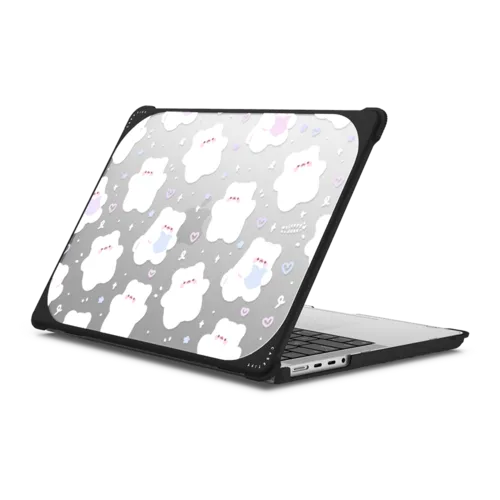 mochi doodles by sleepydaze | MacBook Pro 14-inch (M1 - M5) / MacBook Bounce Case / Black | Image 1