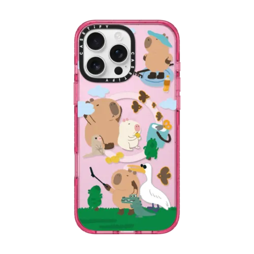 Touring Capybara | iPhone 16 Pro Max / Impact Case MagSafe Compatible / Pink Fizz | Image 1