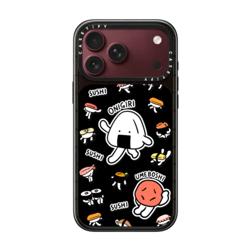 Onigiri&Umeboshi with Sushi by FURIIRAKUN | iPhone 18 Pro Max / Impact Case MagSafe Compatible - Glossy / Glossy Black | Image 1