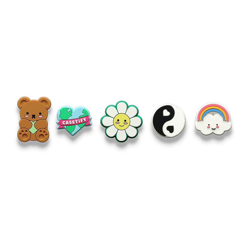 The Push-In Pin Set - Peace Love Earth Set (Rainbow Cloud, Teddy Bear, Cute Daisy, Yin Yang, Love the Earth) | Image 1