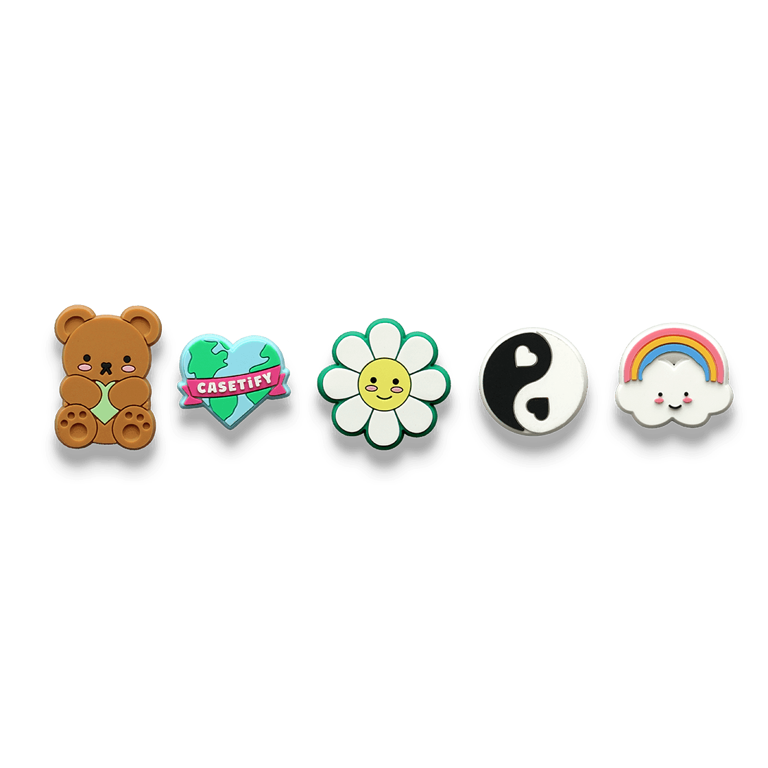 The Push-In Pin Set - Peace Love Earth Set (Rainbow Cloud, Teddy Bear, Cute Daisy, Yin Yang, Love the Earth) | Image 1