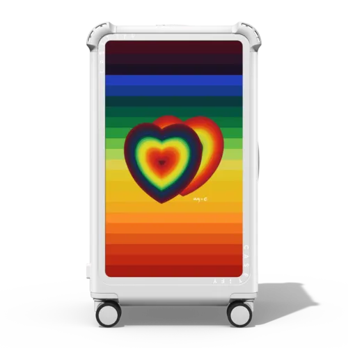 Hearts on Rainbow | 29" Check-In Trunk Suitcase / Bounce Suitcase / Glossy Cloud White | Image 1