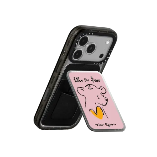 Who the Baer (Pink) | Snappy Cardholder Stand / Snappy Mirror Cardholder Stand MagSafe Compatible / Silver | Image 3
