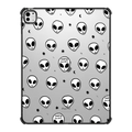 Cute White UFO Space Alien Drawing Pattern | iPad Pro 13-inch (M4/M5) / iPad Impact Case / Black | Image 1