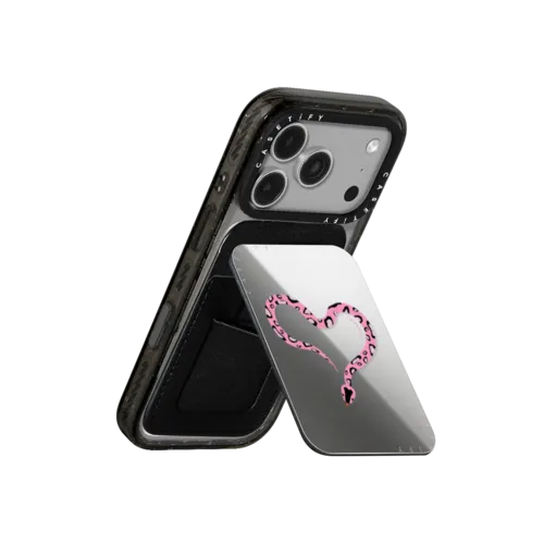 Pink Heart Snake | Snappy Cardholder Stand / Snappy Mirror Cardholder Stand MagSafe Compatible / Silver | Image 3