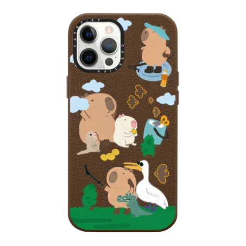 Touring Capybara | iPhone 12 Pro Max / Pebbled Case / Chocolate | Image 1