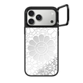 SMILE ON PHONE CASE (WHITE) | iPhone 17 Pro Max / Mirror Ring Stand Case MagSafe Compatible / Silver on Black | Image 1