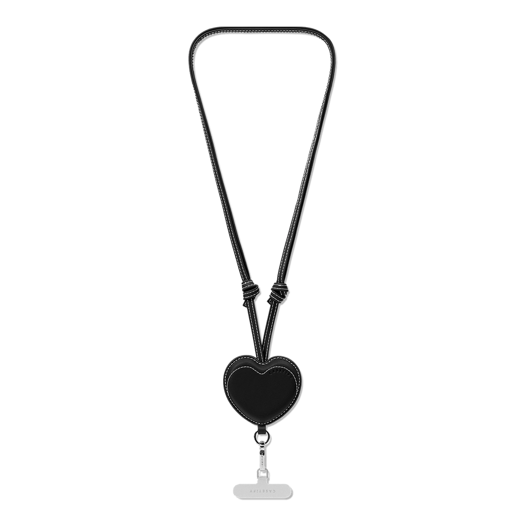 BioVeg Heart Cross-body Strap - Black + Silver D-ring Light Grey Strap Card (NON-PRINT)