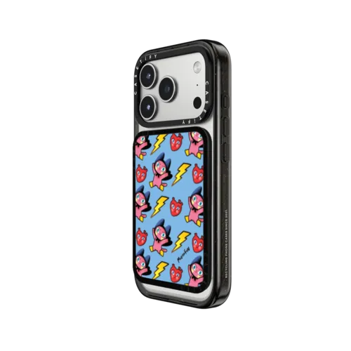 Heart and Thunder Pattern (Blue) | Snappy Cardholder Stand / Snappy Cardholder Stand MagSafe Compatible / Black | Image 2