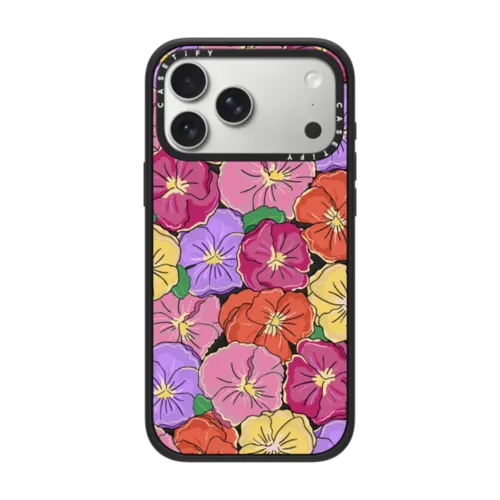 Pansy Print Bright | iPhone 17 Pro Max / Impact Case MagSafe Compatible / Matte Black | Image 1