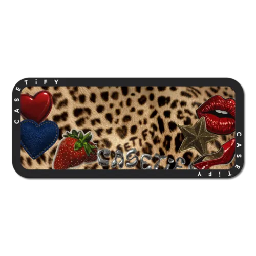 Patched Cheetah | Snappy Laptop Phone Mount / Snappy Laptop Phone Mount MagSafe Compatible / Black/Beige | Image 1