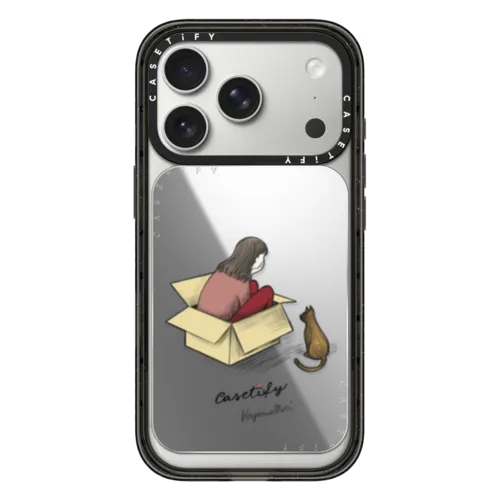 Box and Cat Cardholder Stand  | Snappy Cardholder Stand / Snappy Mirror Cardholder Stand MagSafe Compatible / Silver | Image 1