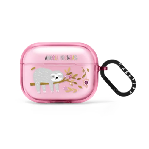 Sleepy Sloths | AirPods Pro 2 / Earbuds Impact Case / Pink Fizz | Image 1