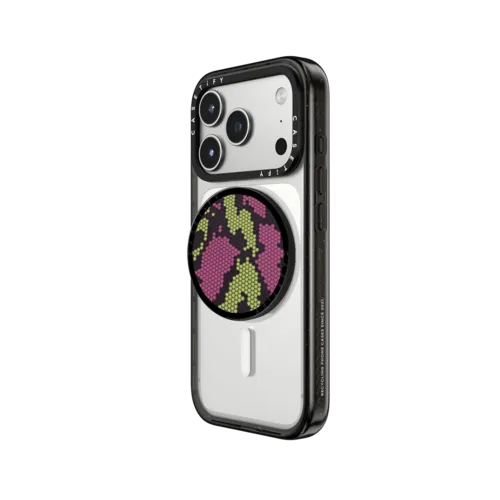 Pink Green Heart Snake Print | Snappy Grip Stand / Snappy Grip Stand MagSafe Compatible / Black | Image 2
