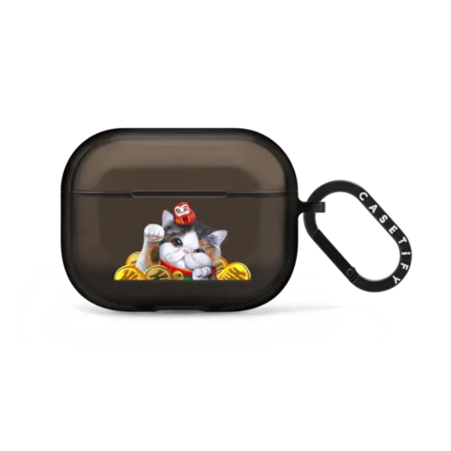 Lucky Gloomie Cat by LeonLollipop | AirPods Pro 2 / Earbuds Impact Case / Black | Image 1